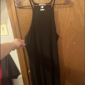 LNA black Rib, skinny Racer midi dress nwt